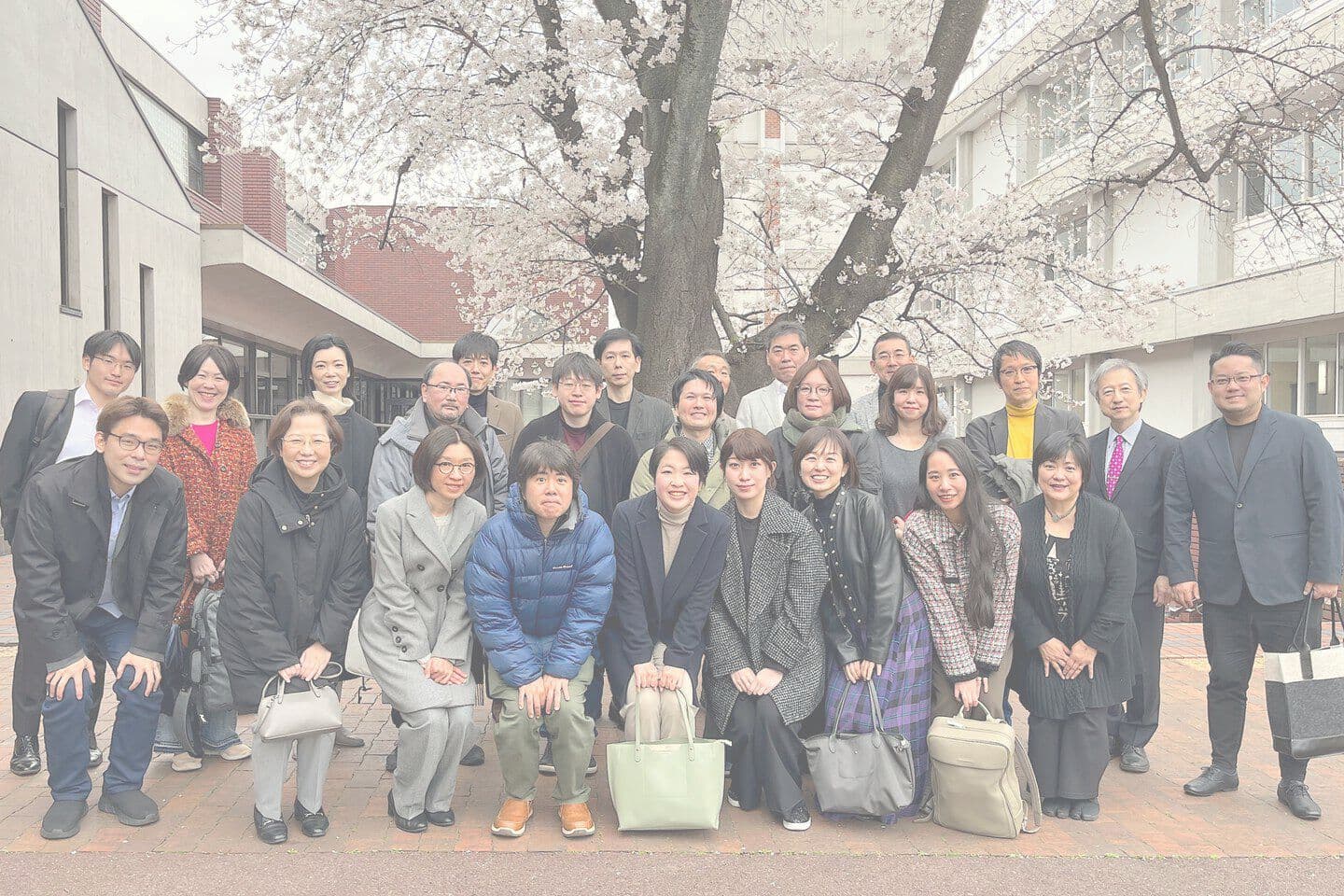創作系教員一同と桜